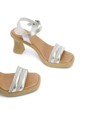 porronet Silver Luna Leather Sandals -Height 9cm- Heel 