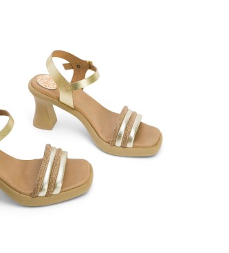 porronet Golden Luna leather sandals -Height heel 9cm- -Heel 9cm- -Heel 9cm- -Heel 9cm- -Heel 9cm- -Leather sandals 