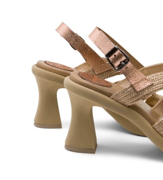 porronet Bronze Lada Leather Sandals -Height 9cm- Heel 