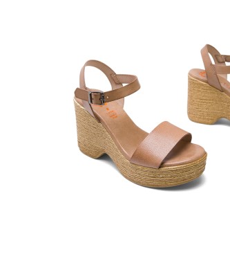 Porronet Taupe Michele Sandal med hg klack - klackhjd: 9 cm