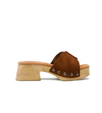 porronet Usnjeni sandali z nizko peto Rosie - Višina: 5 cm