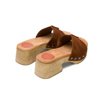 porronet Usnjeni sandali z nizko peto Rosie - Višina: 5 cm
