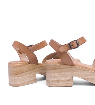 Porronet Sandalias Tacn Bajo De Piel beige