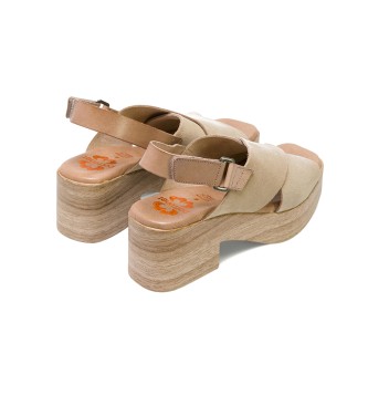 porronet Taupe Leather Low Heel Sandal Vilma -Heelhoogte: 6cm