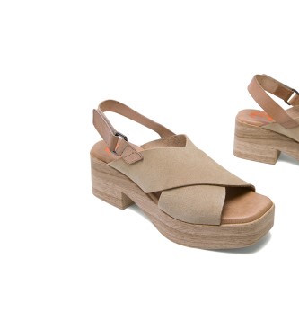porronet Taupe Leather Low Heel Sandal Vilma -Heelhoogte: 6cm