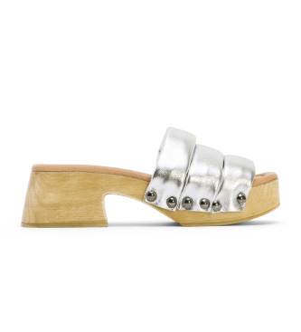 Porronet Nahya silver leather sandals