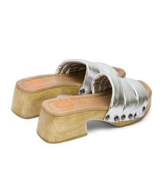 Porronet Nahya-sandaler i slvfarvet lder