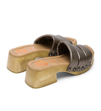 Porronet Nahya-sandaler i slvfarvet lder
