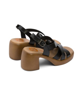 porronet Hada sandaler i svart lder -Heelhjd 7cm