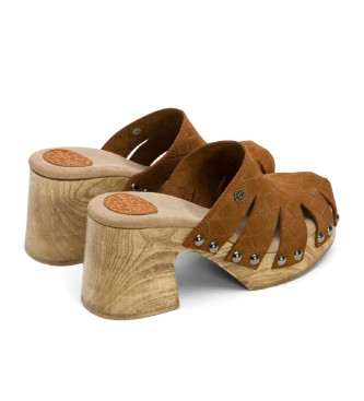 Porronet Bruine sandalen van netleer