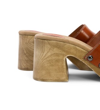 porronet Meryl sandaler i brunt lder -Heelhjd 8cm