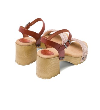 porronet Rose Serena Mid Heel Leder Sandale -Absatzhhe: 7cm