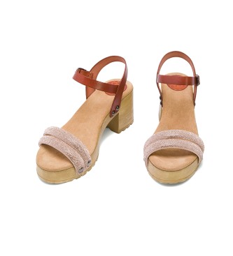 porronet Rose Serena Mid Heel Leder Sandale -Absatzhhe: 7cm