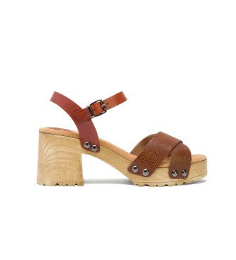porronet Skórzane sandały Salma na średnim obcasie - Wysokość obcasa: 7 cm