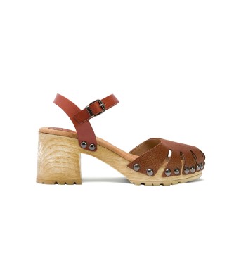 porronet Sara-sandal i lder med medelhg klack -Hjd klack: 7 cm