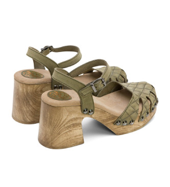 Porronet Margot green leather sandals