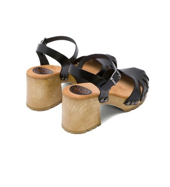 porronet Črna sandala s srednjo peto Sara -Višina pete: 7 cm