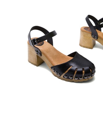 porronet Svart sandal med medelhg klack Sara -Hjd klack: 7 cm