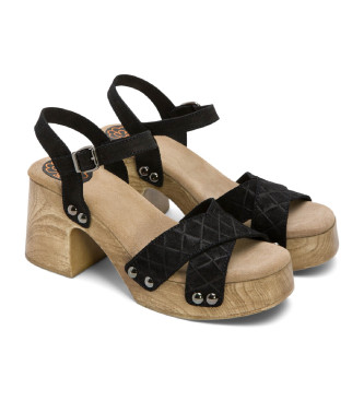 Porronet Mabel black leather sandals