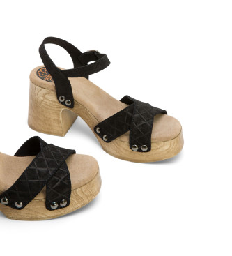 Porronet Mabel black leather sandals