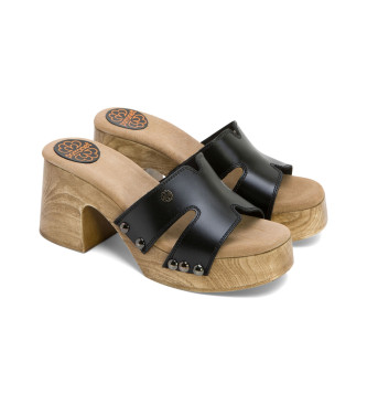 porronet Meryl zwart leren sandalen -Hoogte hak 8cm