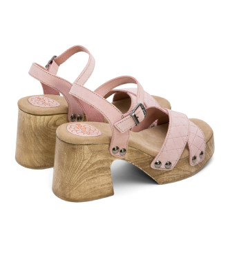 Porronet Różowe skórzane sandały Mabel