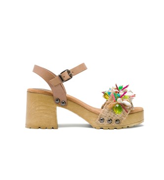 porronet Sandale Medium Heel Taupe Farben Sandra -Absatzhhe: 7cm