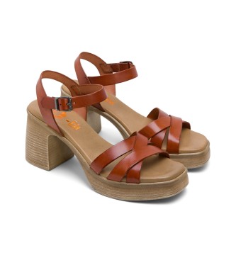 porronet Isis brown sandals -Height 8cm- Heel 