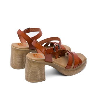 porronet Isis brown sandals -Height 8cm- Heel 