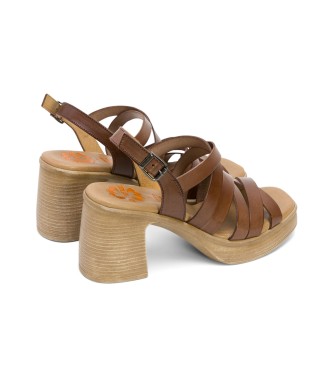 porronet Ila sandales en cuir marron -Hauteur du talon 8cm- -Sandales en cuir marron 