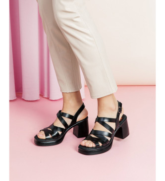 porronet Zwarte Ila sandalen -Hoogte hak 8cm- -Hoogte 8cm 