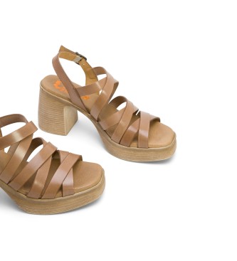 porronet Leather sandals Ila taupe -Height heel 8cm- -Leather Sandals Ila taupe 