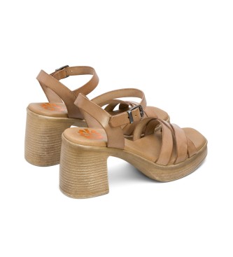 Porronet Isis beige leren sandalen -Hoogte 8cm- Hak 