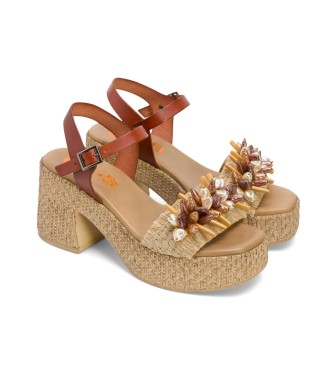porronet Jillian brown sandals -Height 8cm- Heel 