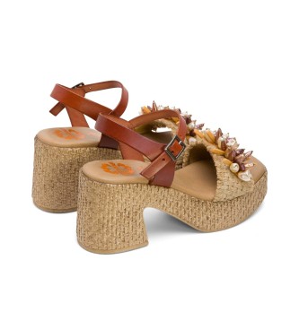 Porronet Jillian bruine sandalen -Hoogte 8cm- Hak 