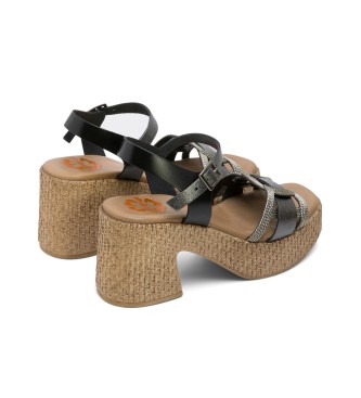 Porronet Jana graue Ledersandalen -Hhe Absatz 8cm