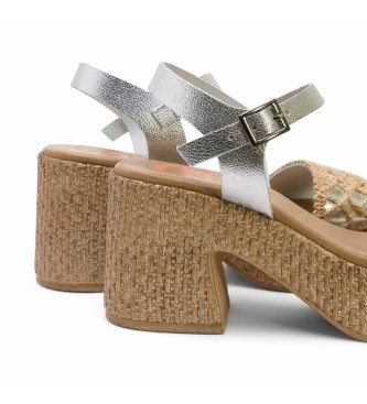 Porronet Zilveren Jeri sandalen -Hoogte hak 8cm- -Zilveren Jeri sandalen 