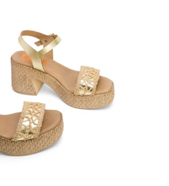 porronet Gold Jeri leather sandals -Height heel 8cm- -Height 8cm 