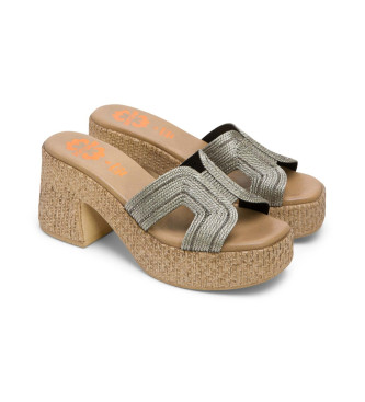 porronet Jamie grey leather sandals -Height heel 8cm- -Heel 8cm- -Leather sandals 