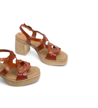 porronet Imala brown sandals -Height 8cm- Heel 
