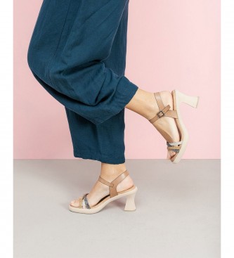 Porronet Sandali Karah iz sivega usnja -Višina pete 8,5 cm