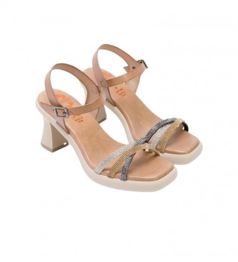 Porronet Sandali Karah iz sivega usnja -Višina pete 8,5 cm