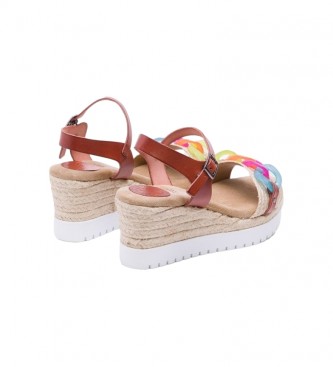 porronet Lola brown leather sandals -Height: 7cm
