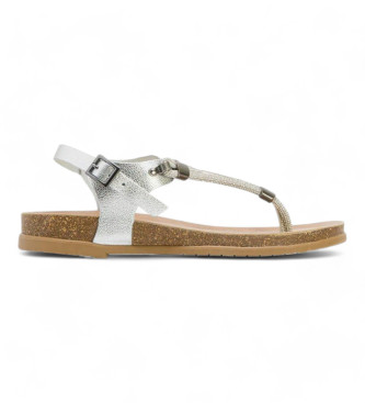 porronet Silver braided leather sandals