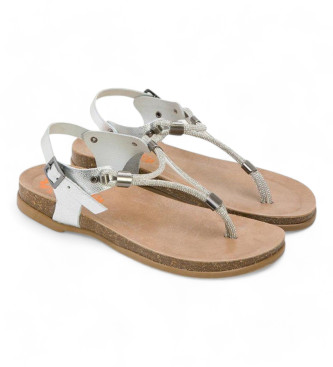 porronet Silver braided leather sandals