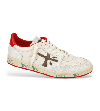 Premiata Sneakers in pelle bianca e rossa Bskt Clay Var 6777