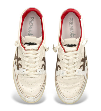 Premiata Sneakers in pelle bianca e rossa Bskt Clay Var 6777