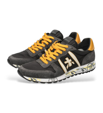 Premiata Baskets en cuir gris Eric