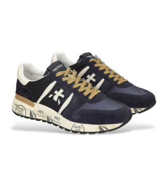 Premiata Sapatilhas de couro azul Lander