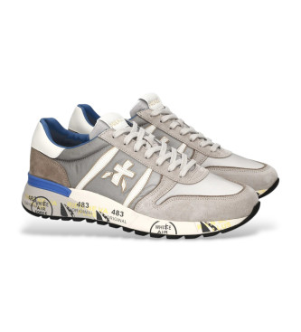 Premiata Lander grey leather trainers